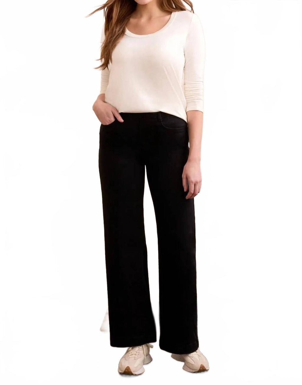 Audrey Boundless Stretch Denim Pull On Flare Jeans In Black
