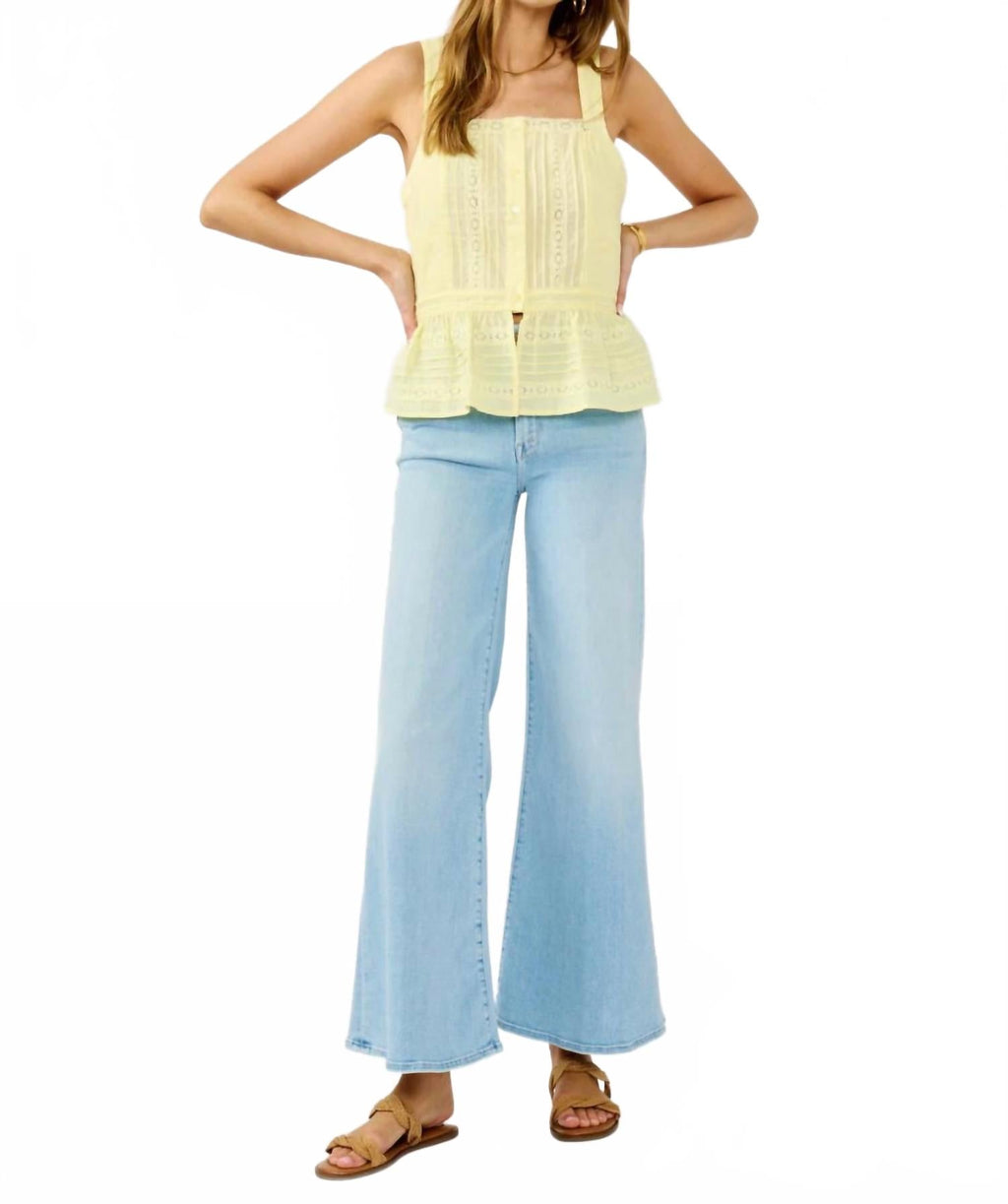 Boardwalk Eyelet Ruffle Tank In Yellow