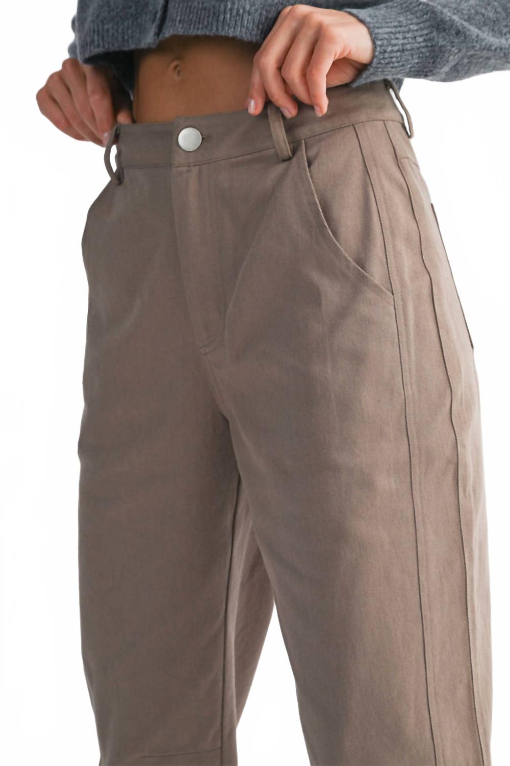 Estella Cropped Barrel Leg Pants In Light Brown