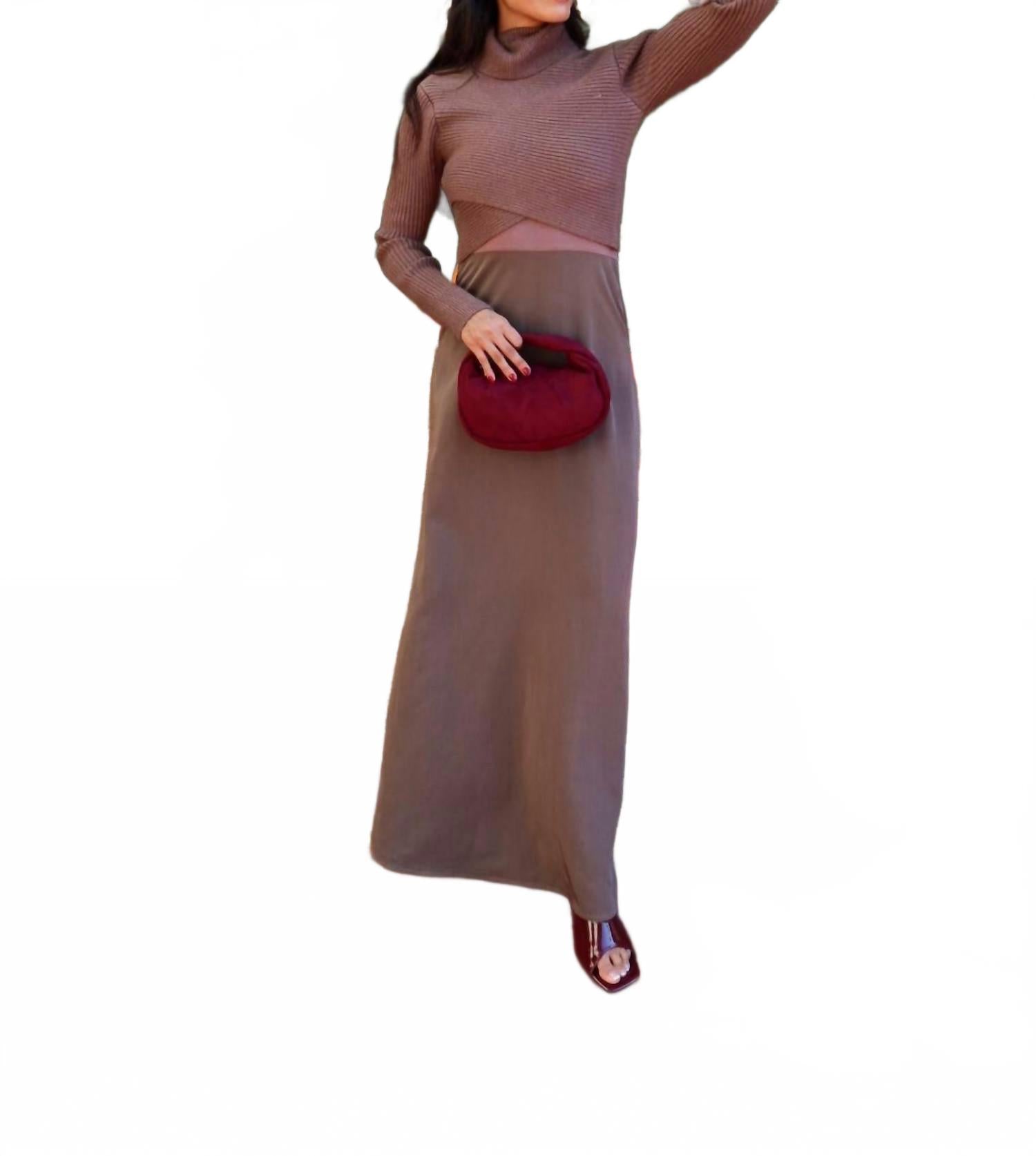 Brooks Two Piece Maxi Dress In Brown