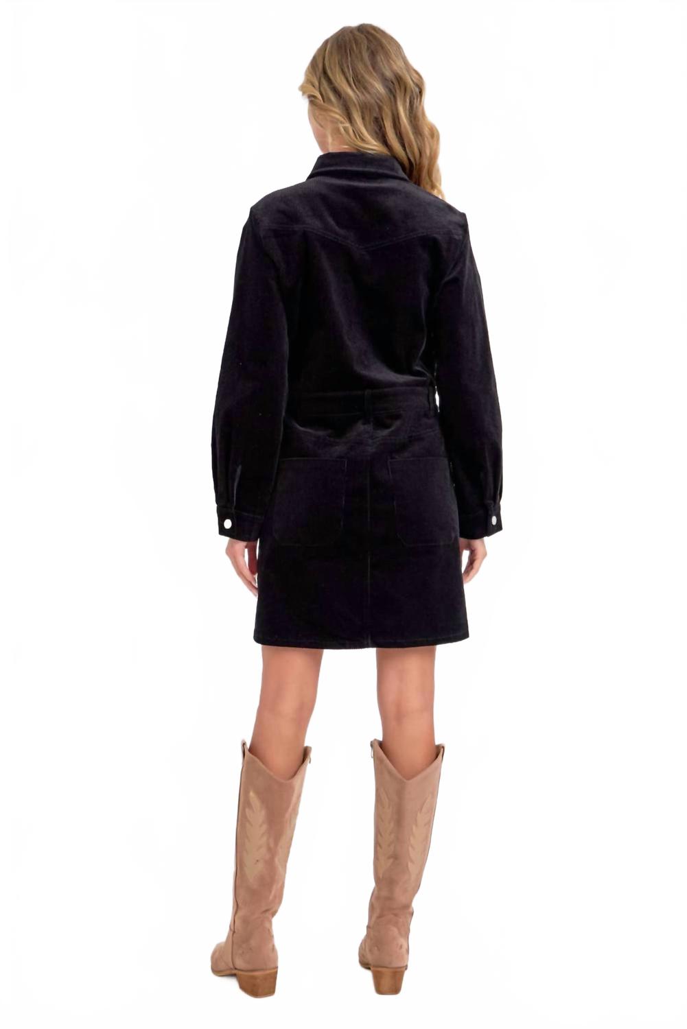 Corduroy Mini Dress In Black