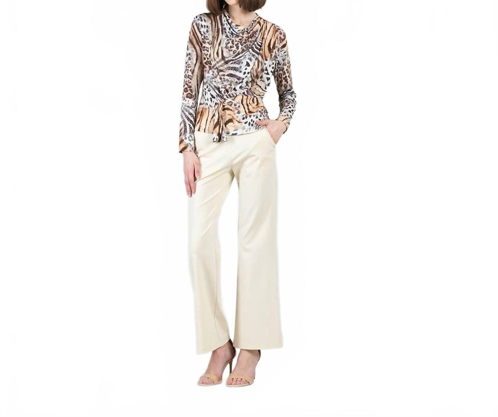 Butter Knit Long Sleeve Loop Front Top In Cheetah Stripe