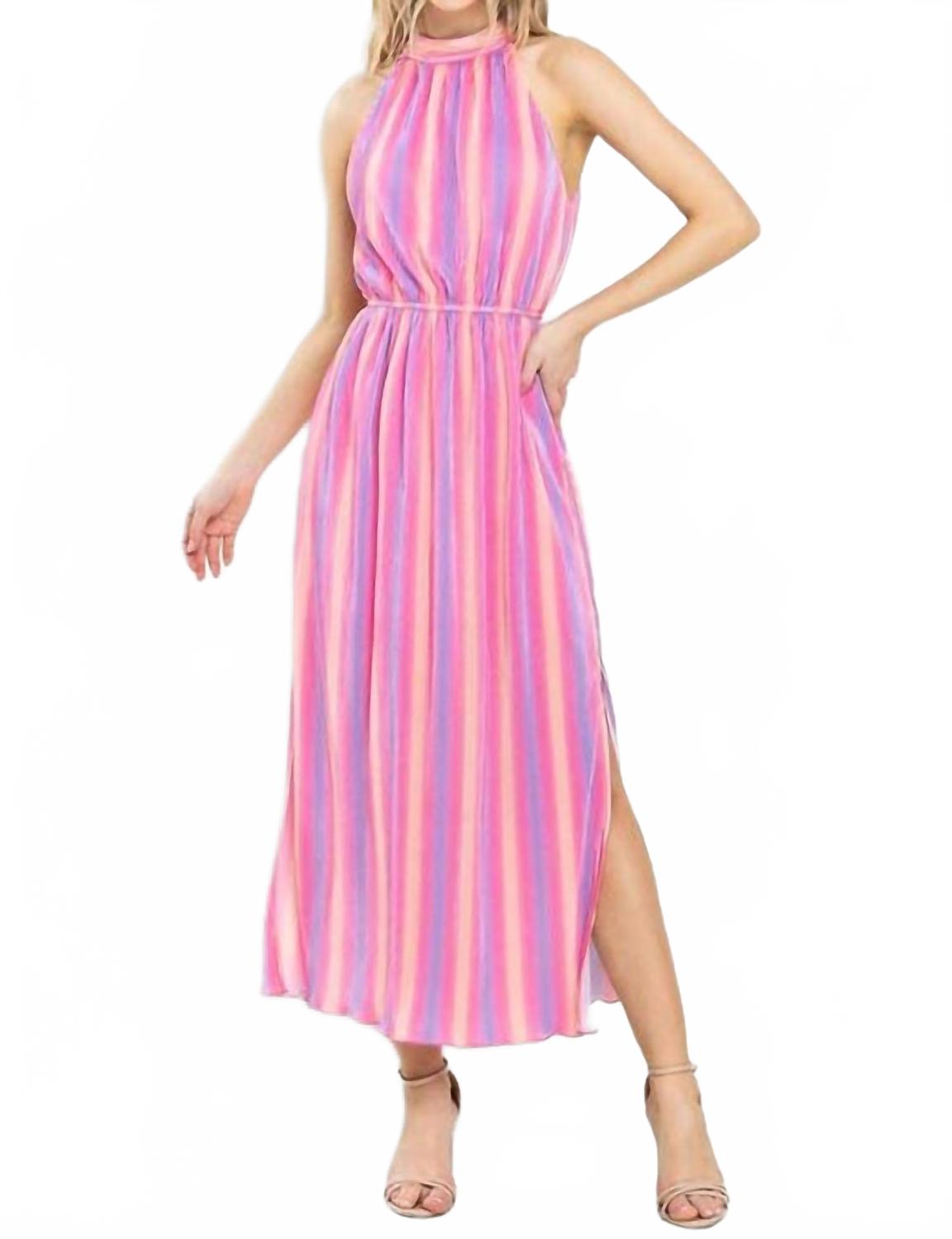 Daydreamer Pleated Midi Dress In Pink