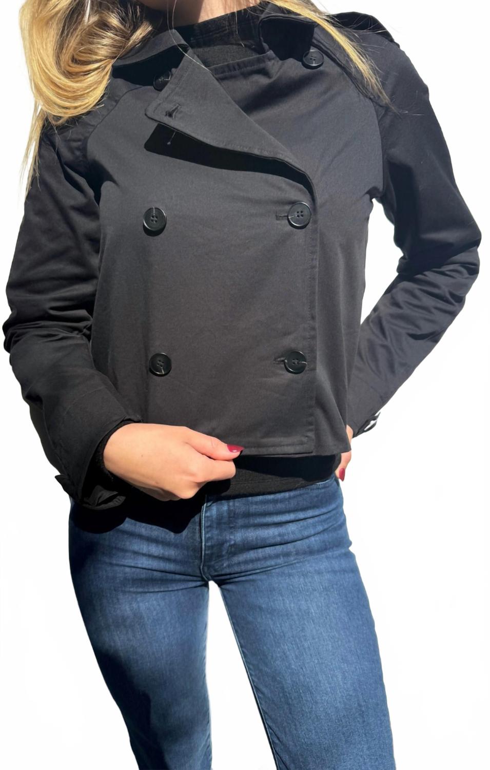 Crop Trench Coat In Black