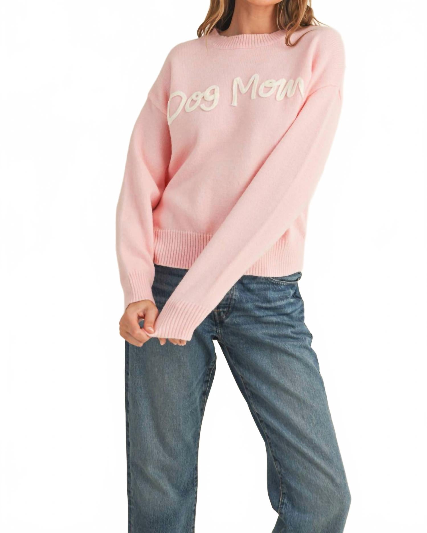 Dog Mom Sweater In Pink