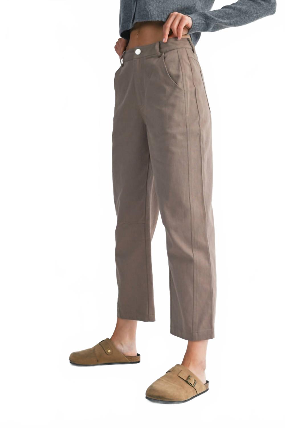 Estella Cropped Barrel Leg Pants In Light Brown