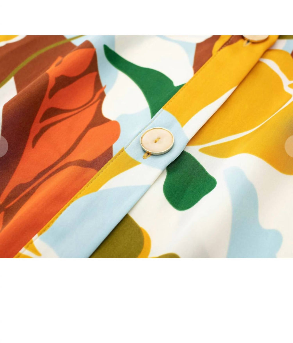 Abstract Print Midi Shirt Dress In Peach Multi