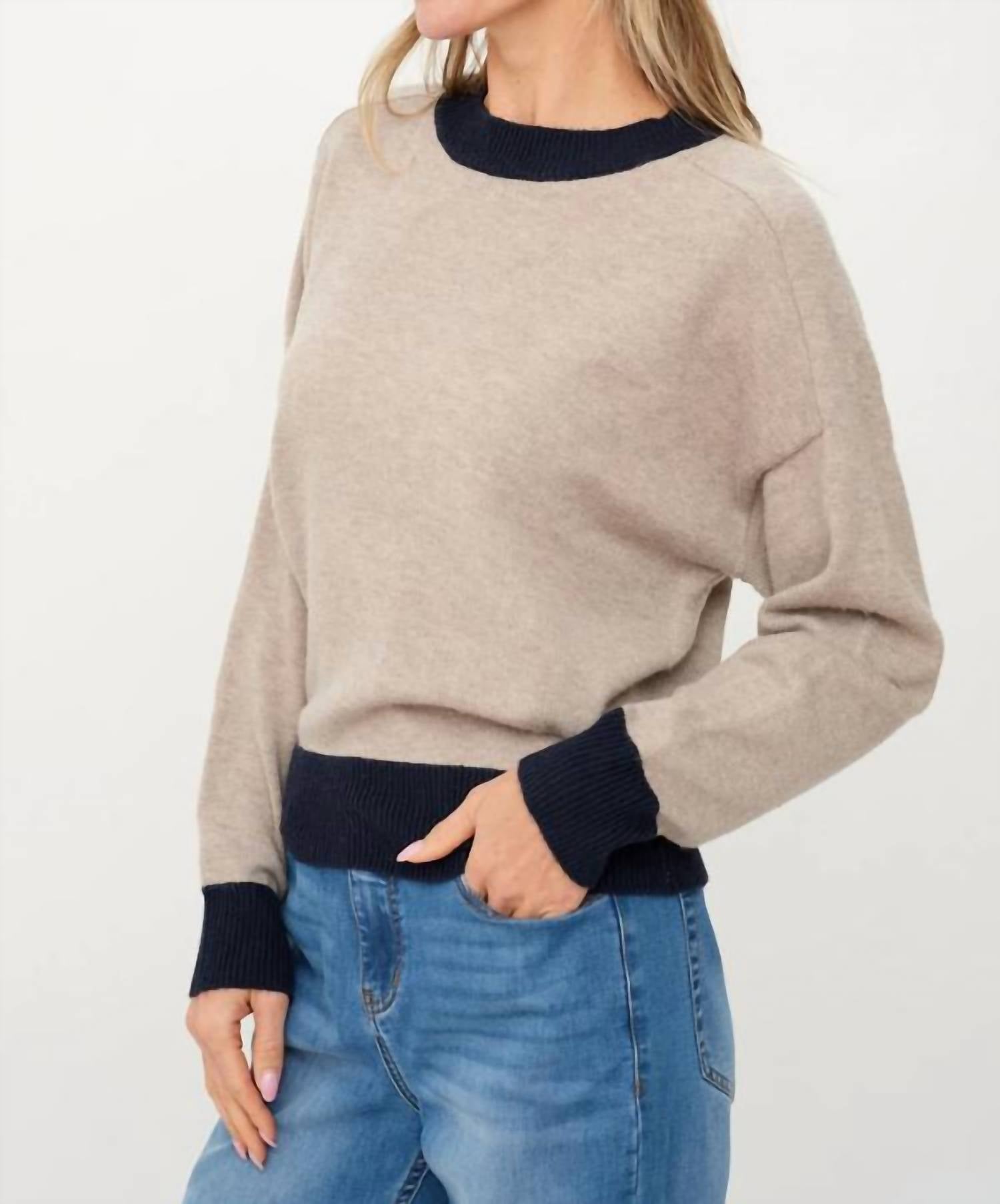 Dylan Crew Neck Top In Latte