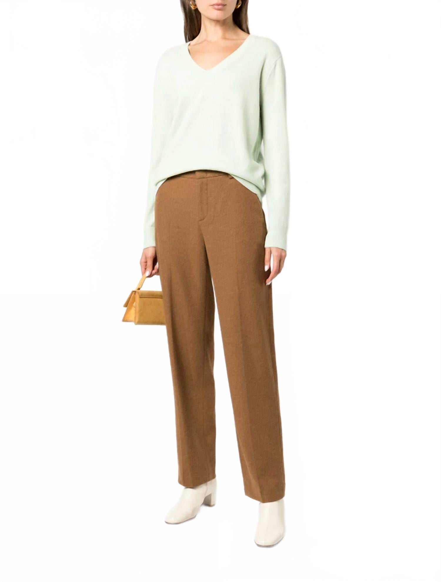 Flannel Straight Leg Wool Blend Pants In Walnut Brown