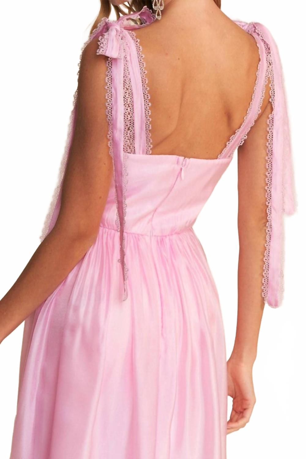 A-Line Tie Strap Gown In Pink