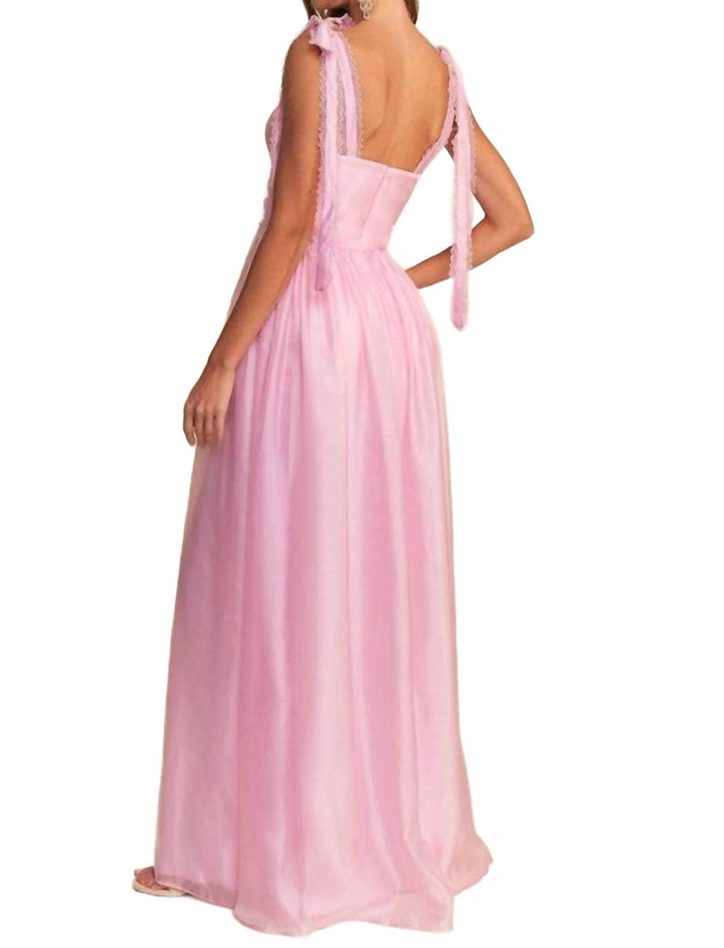 A-Line Tie Strap Gown In Pink