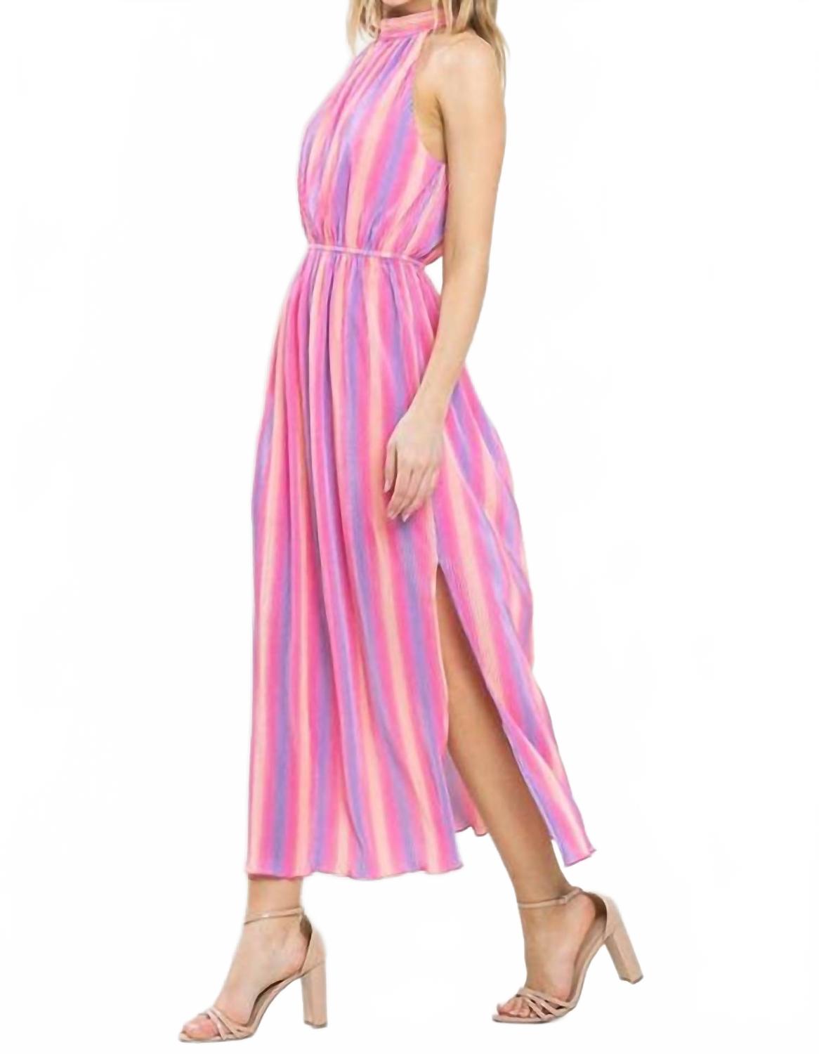 Daydreamer Pleated Midi Dress In Pink
