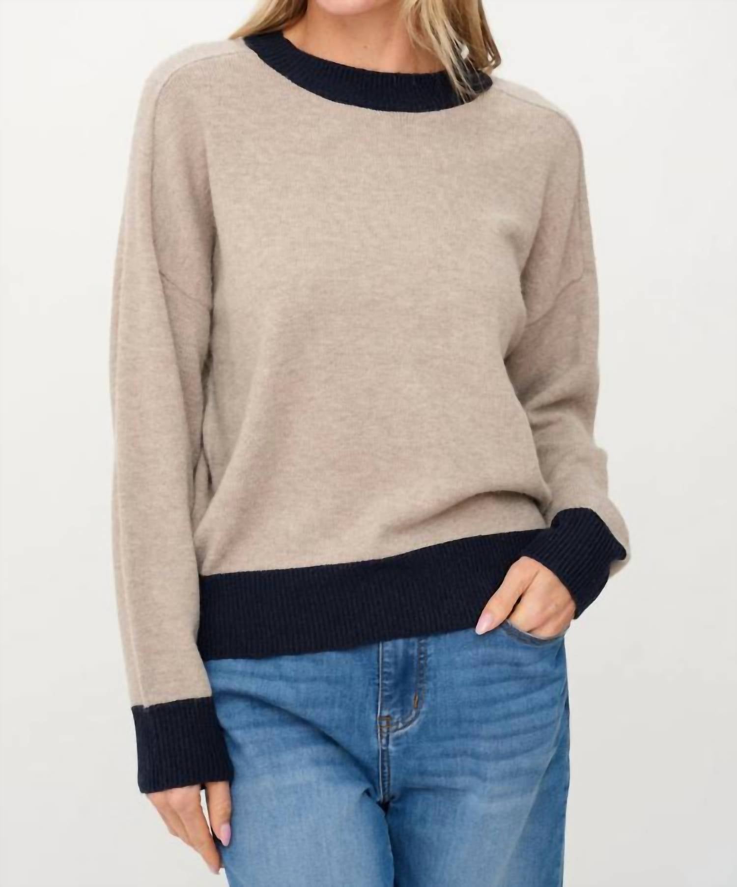 Dylan Crew Neck Top In Latte