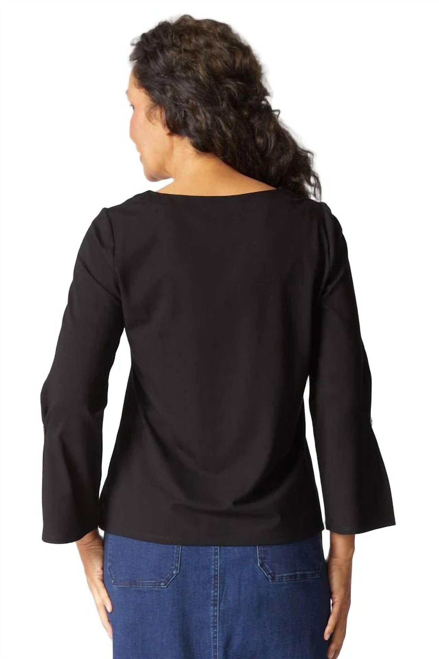 Core Travel Pleated Sleeve Tee In Black