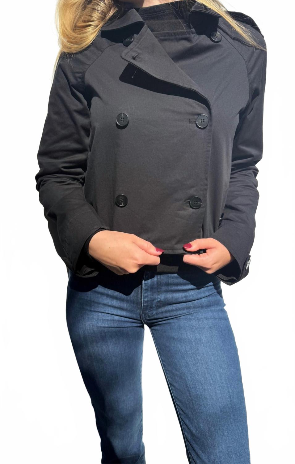 Crop Trench Coat In Black