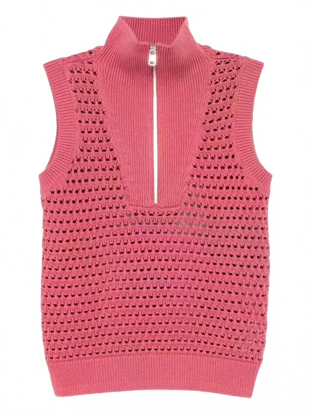 Bains Half Zip Tank In Rose Wine