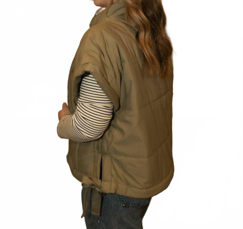 Bria Puffer Vest In Olive