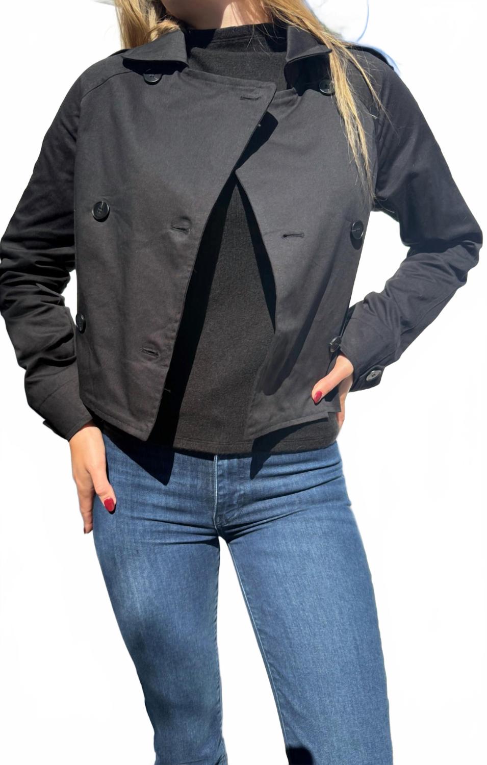 Crop Trench Coat In Black