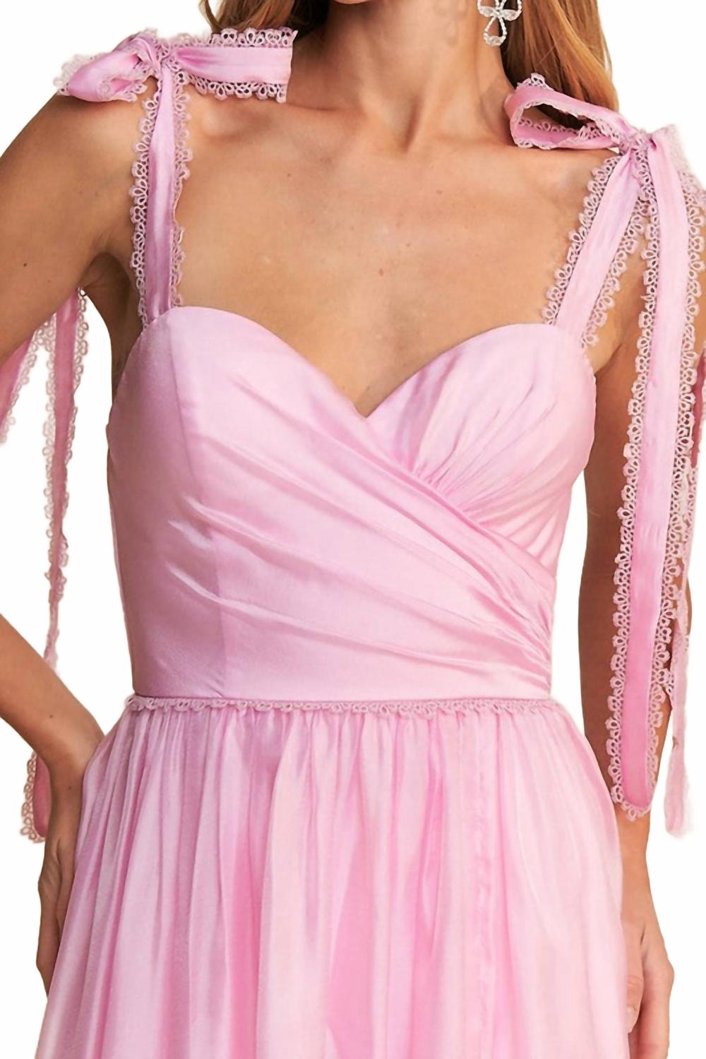 A-Line Tie Strap Gown In Pink