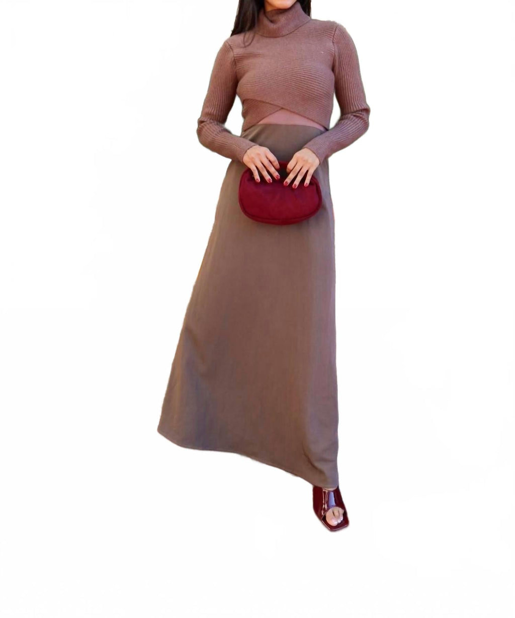 Brooks Two Piece Maxi Dress In Brown