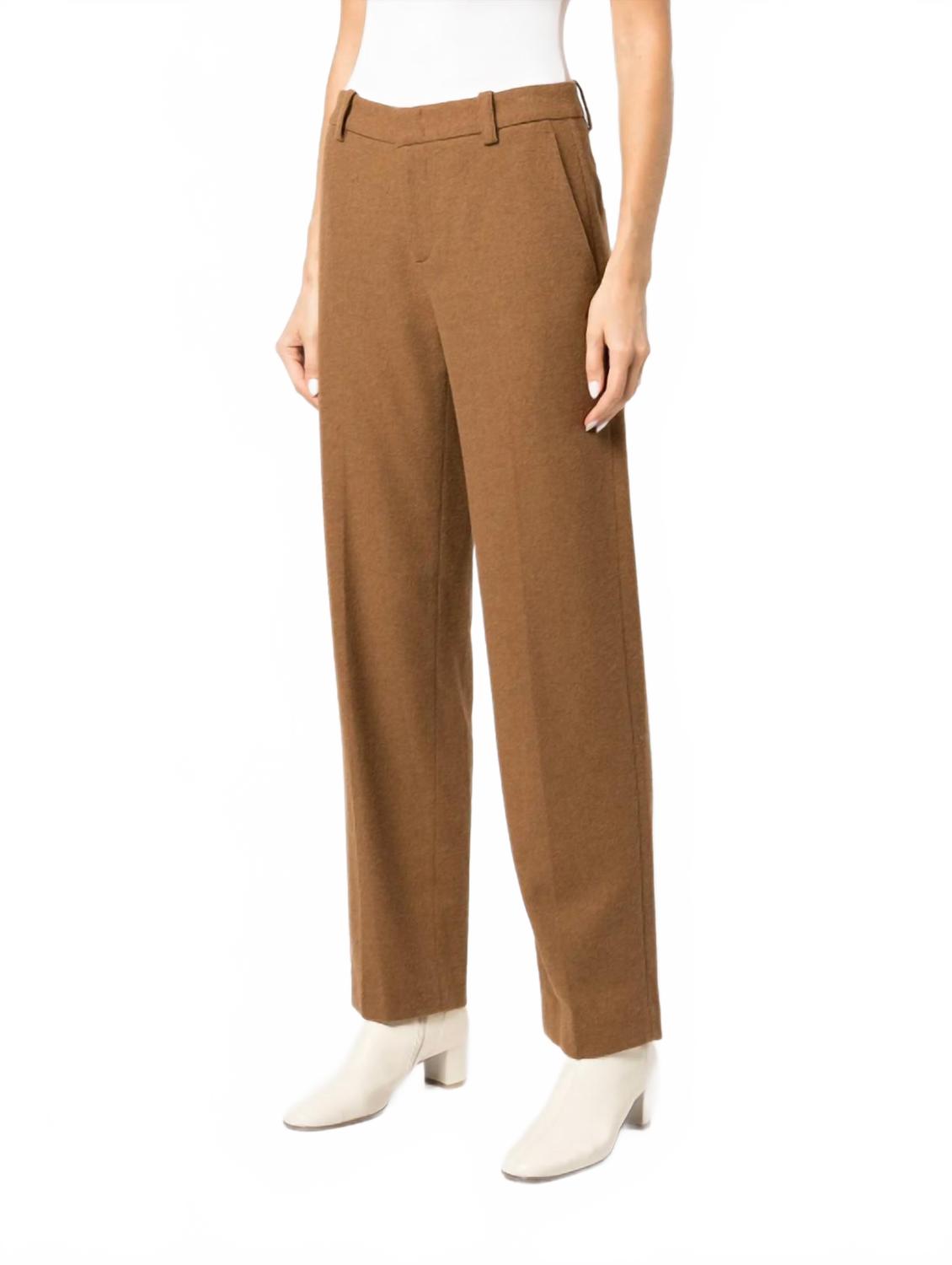 Flannel Straight Leg Wool Blend Pants In Walnut Brown