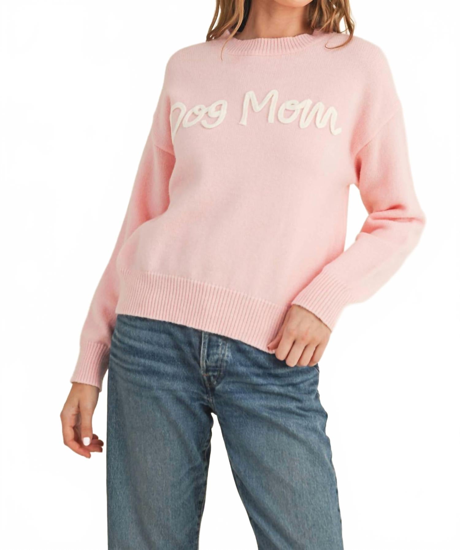 Dog Mom Sweater In Pink