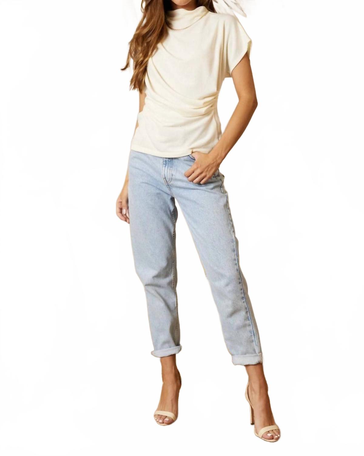 Eliza Draped Tee In Cream