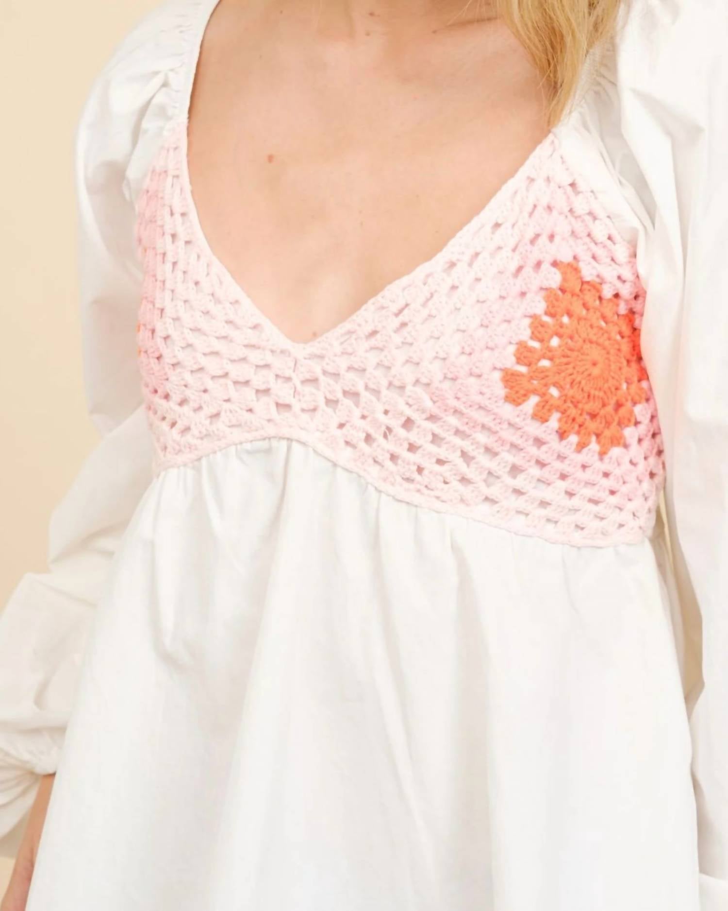 Crochet Peplum Top In White