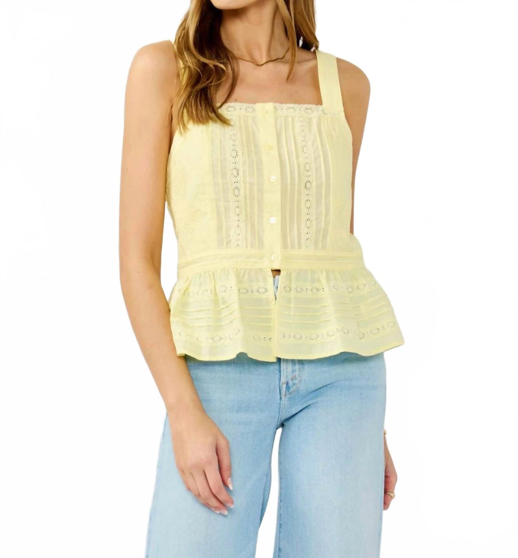 Boardwalk Eyelet Ruffle Tank In Yellow