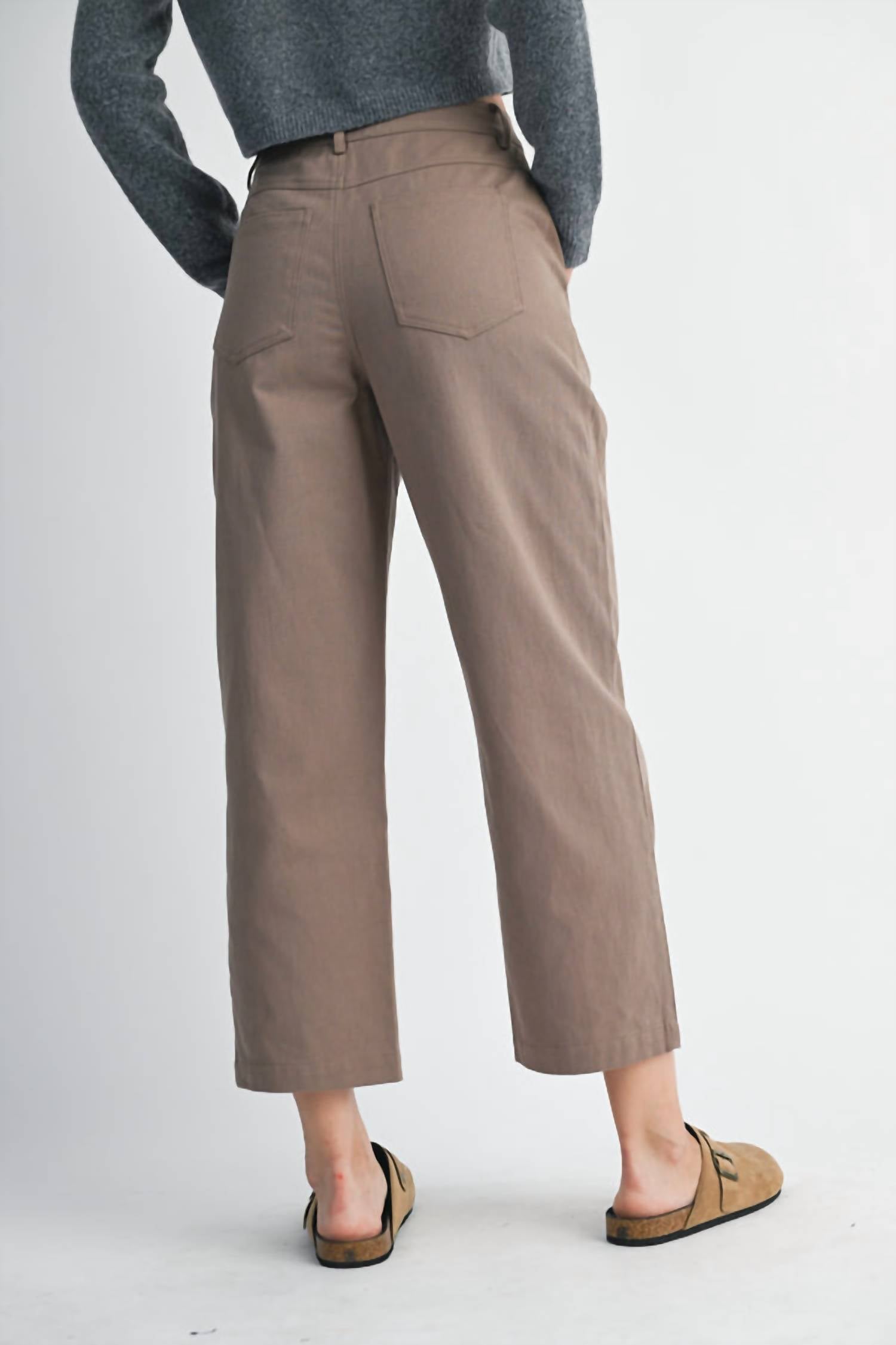 Estella Cropped Barrel Leg Pants In Light Brown