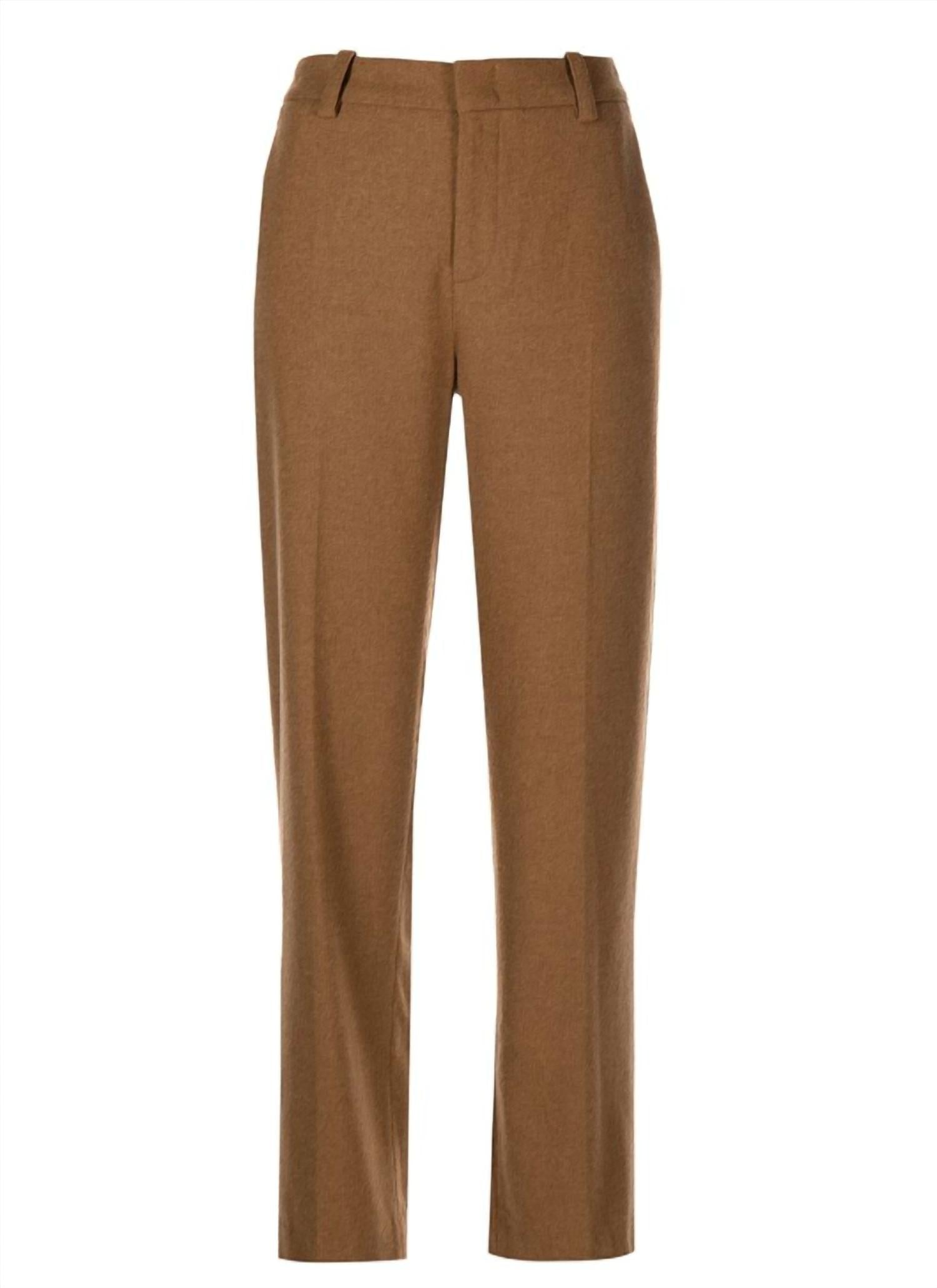 Flannel Straight Leg Wool Blend Pants In Walnut Brown