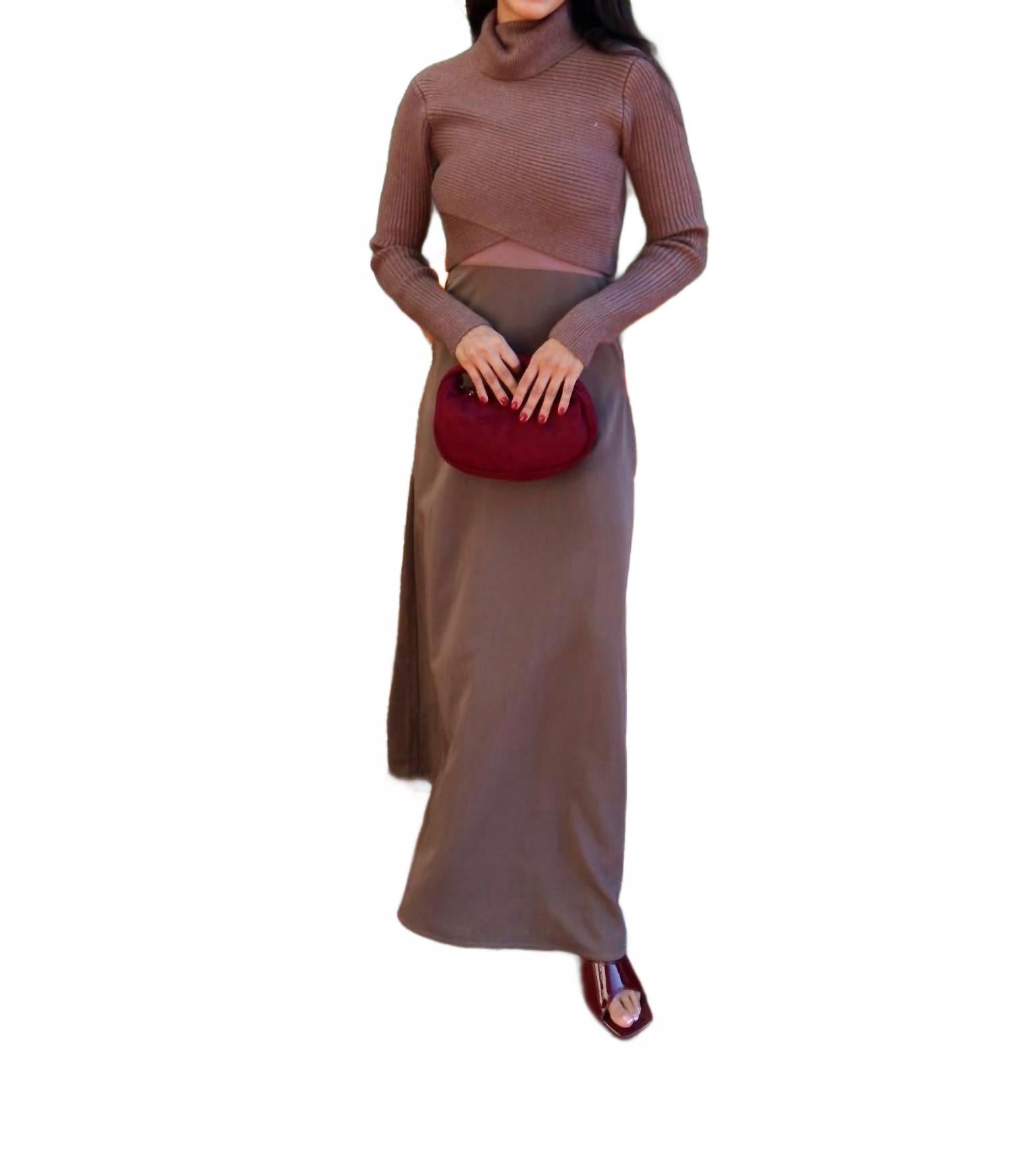 Brooks Two Piece Maxi Dress In Brown