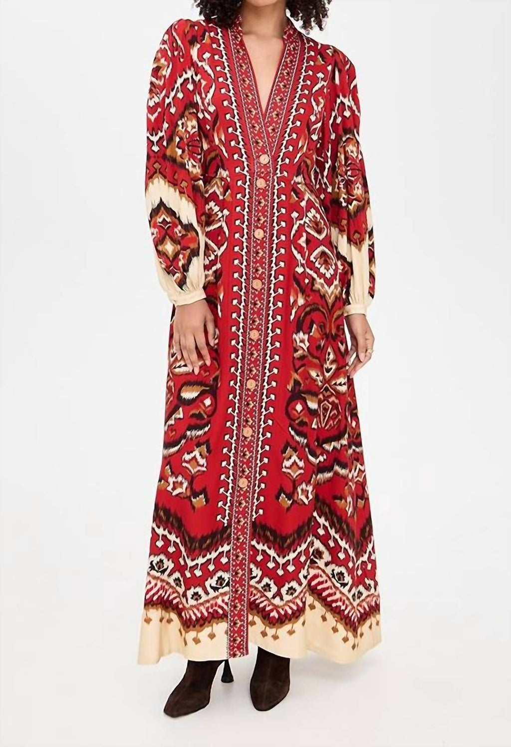 Ainika Pineapple Maxi Dress In Ikat Cream