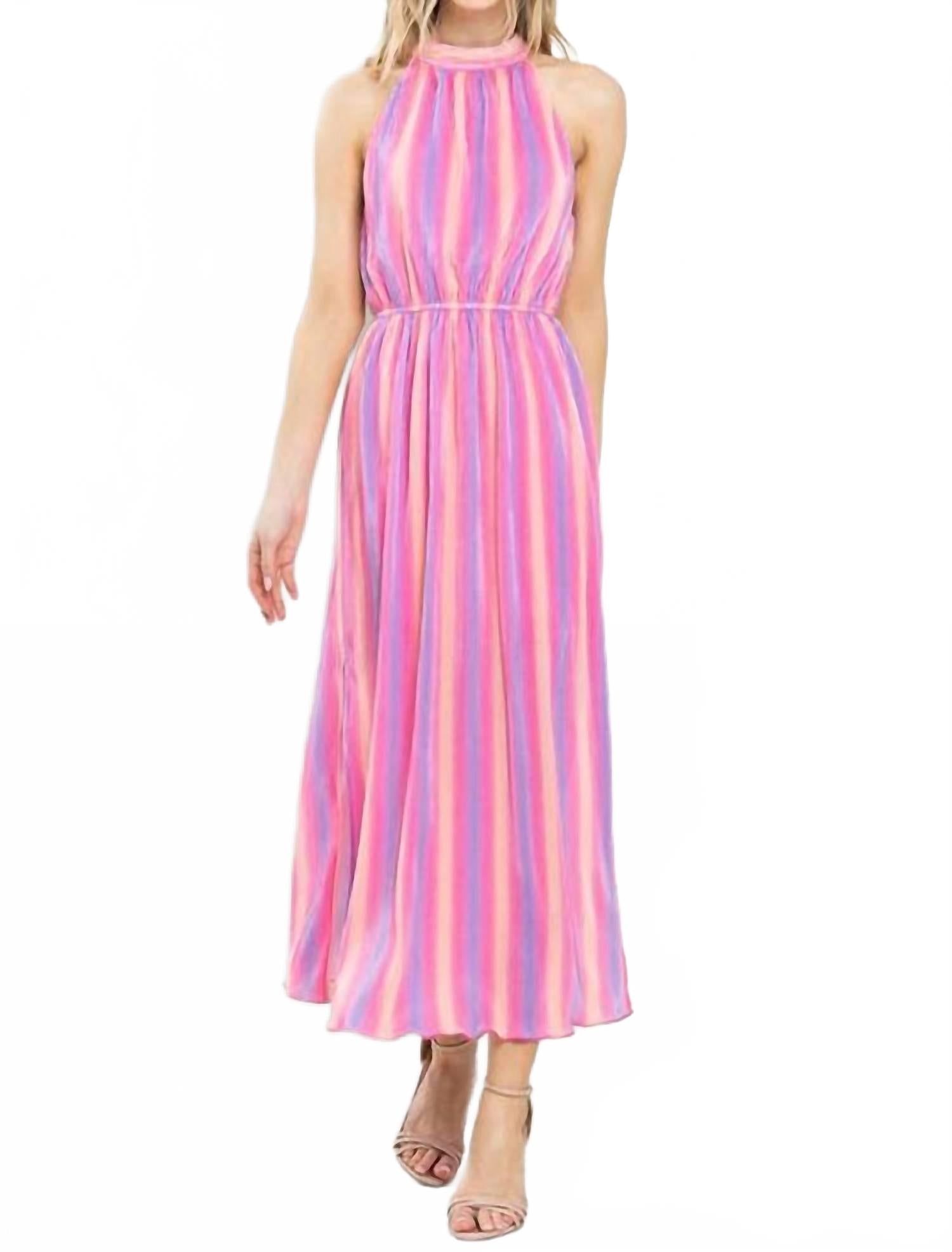 Daydreamer Pleated Midi Dress In Pink