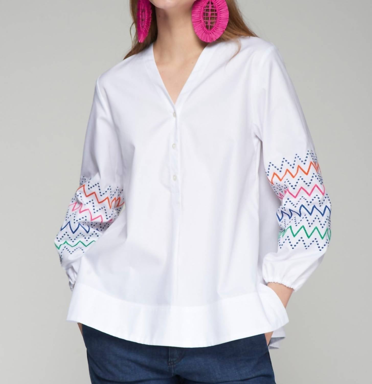 Ebba V-Neck Top In White