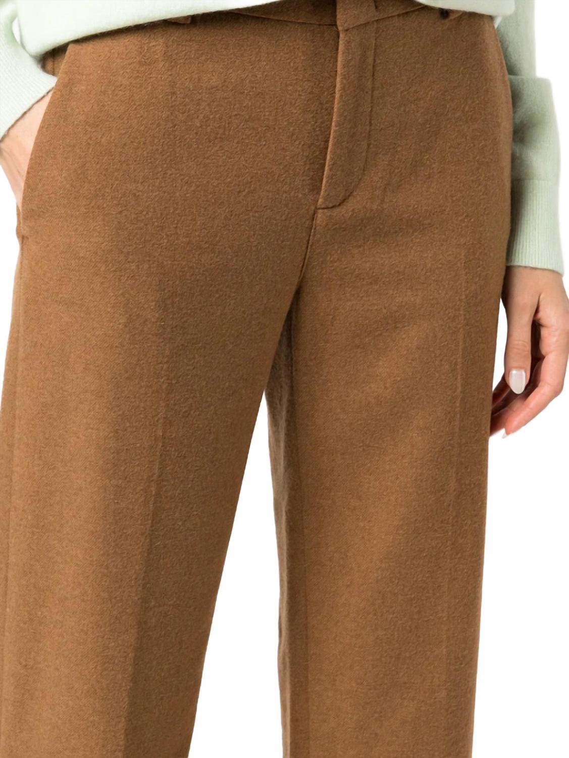 Flannel Straight Leg Wool Blend Pants In Walnut Brown