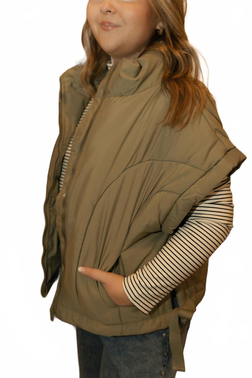Bria Puffer Vest In Olive