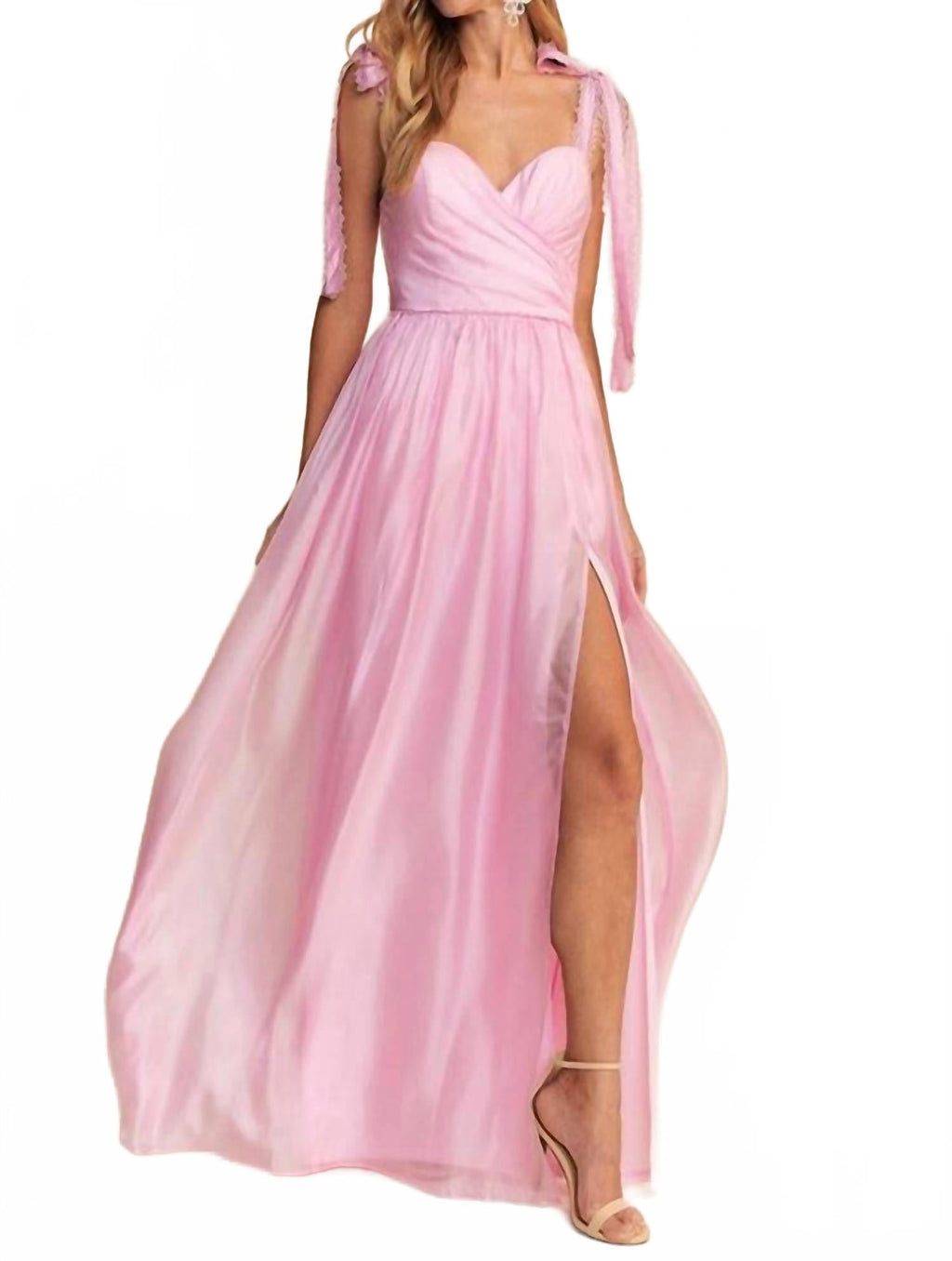 A-Line Tie Strap Gown In Pink