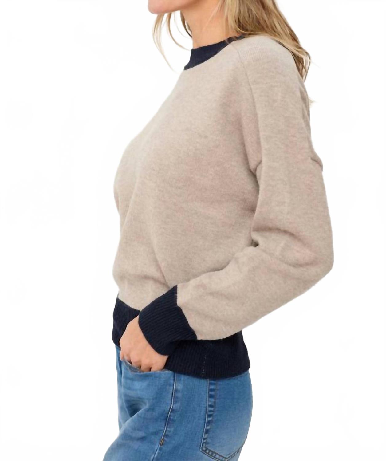 Dylan Crew Neck Top In Latte