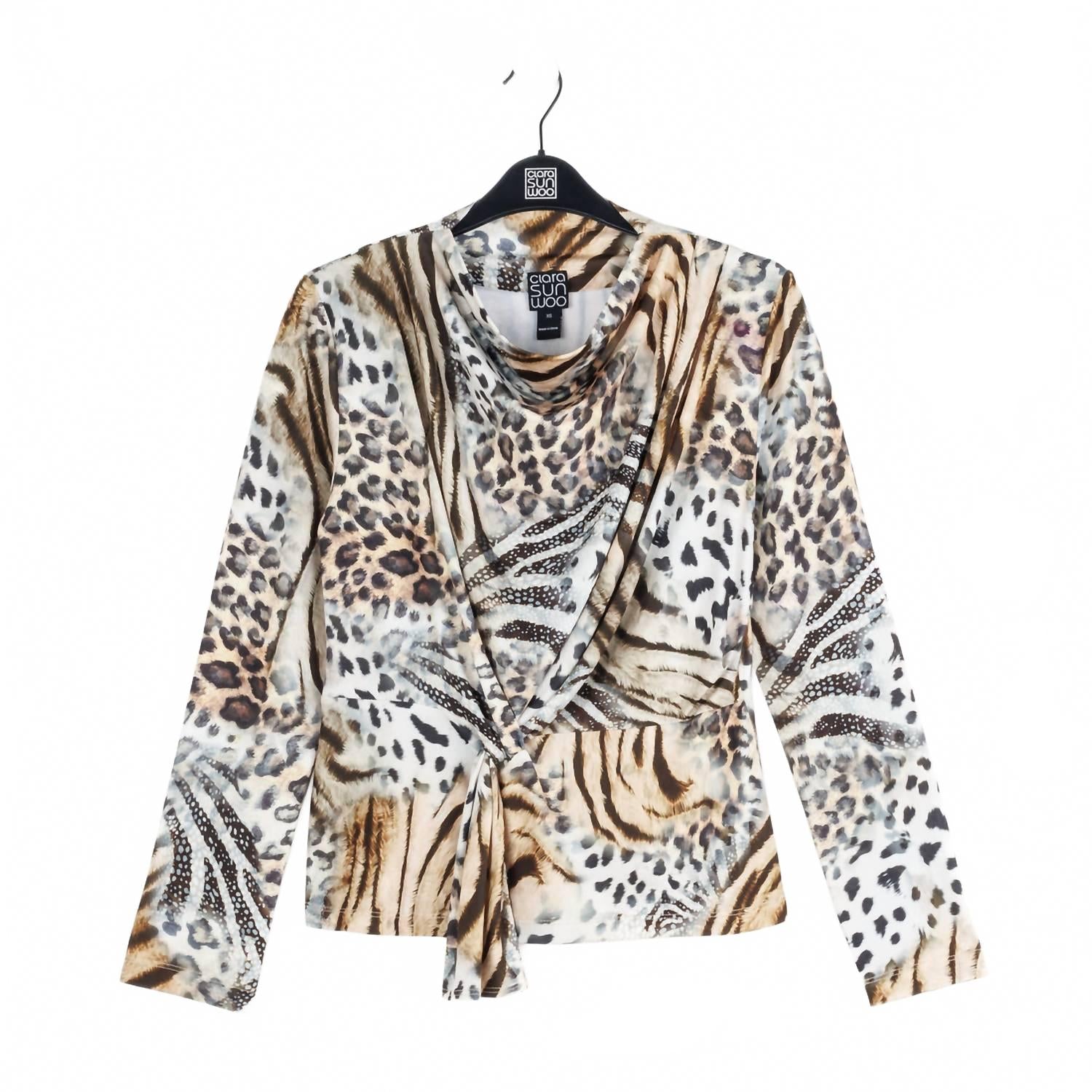 Butter Knit Long Sleeve Loop Front Top In Cheetah Stripe