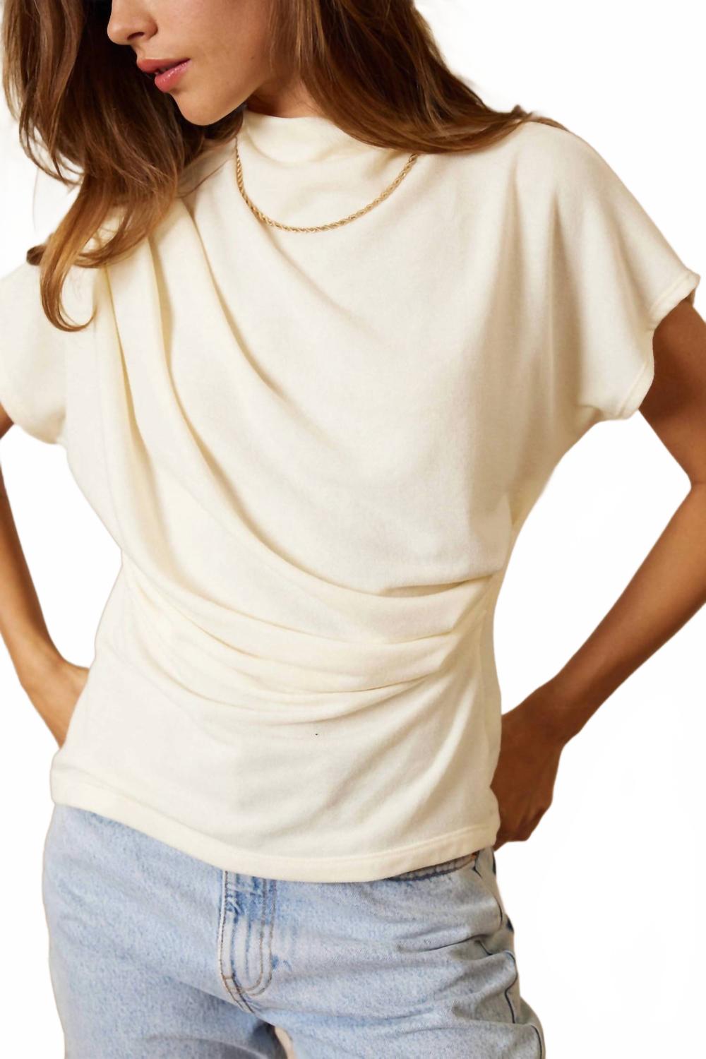 Eliza Draped Tee In Cream