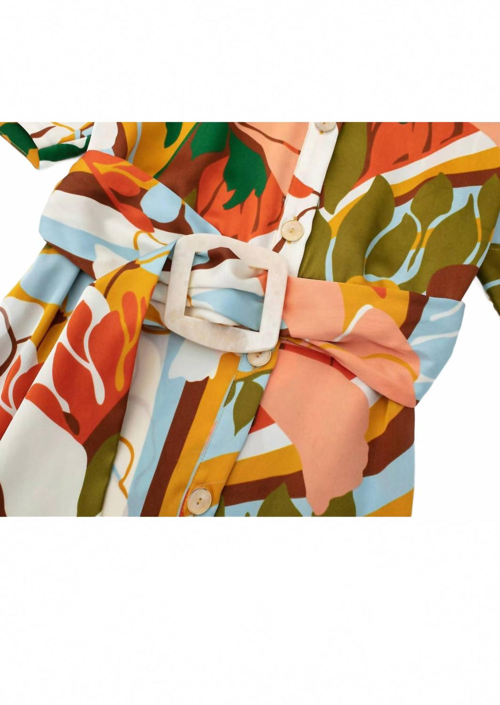 Abstract Print Midi Shirt Dress In Peach Multi