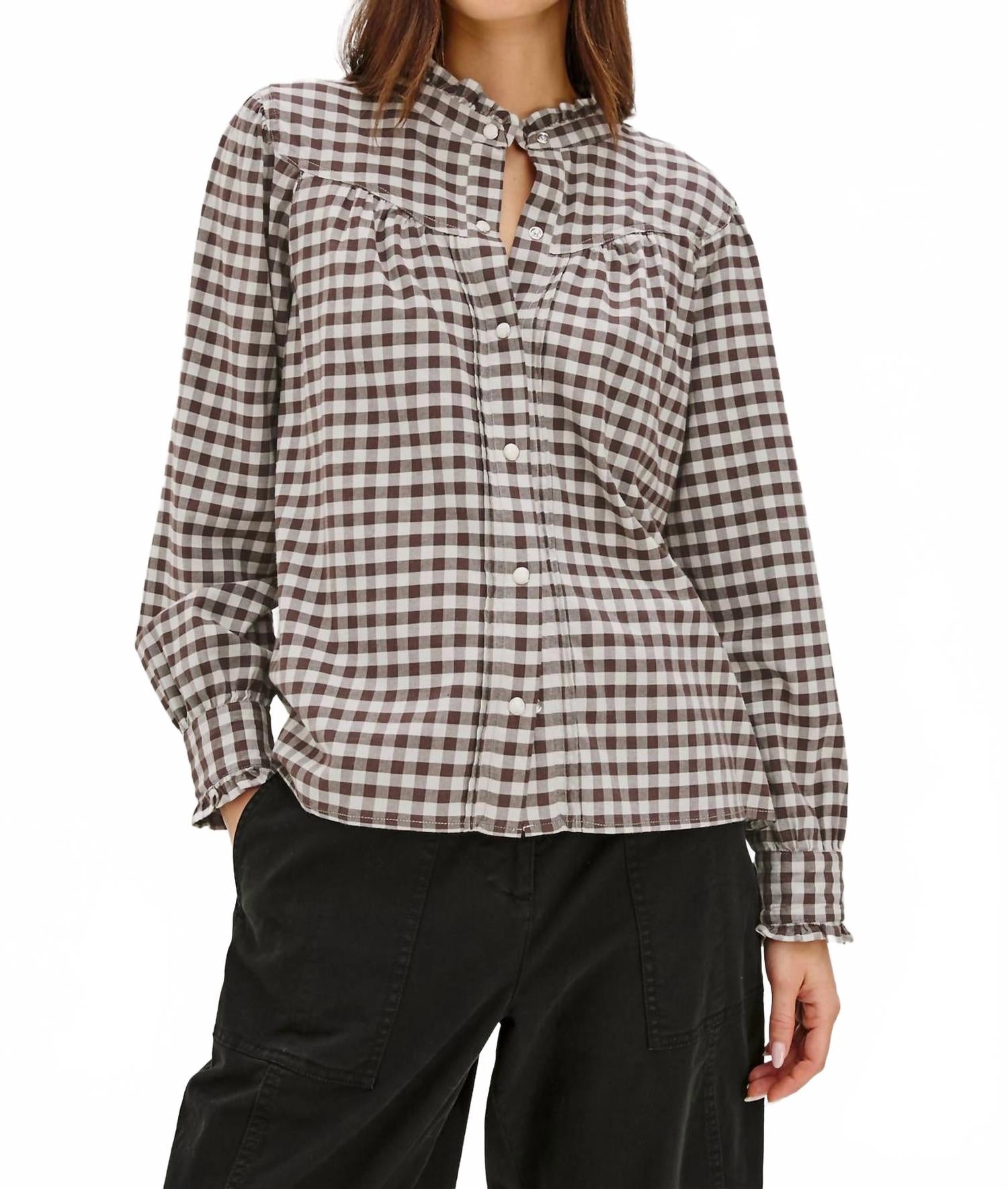 Alanna Button Down Shirt In Choc Chip
