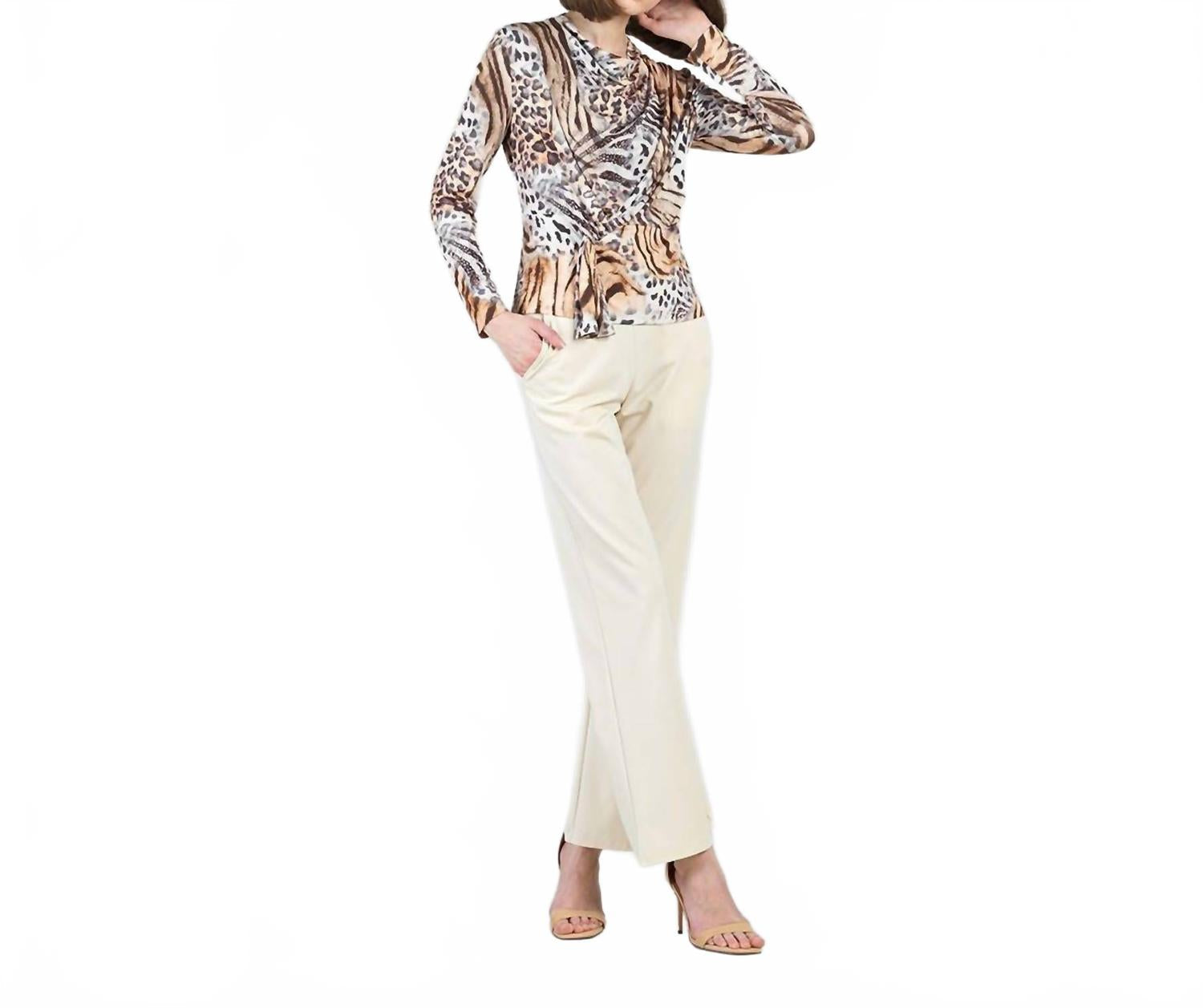 Butter Knit Long Sleeve Loop Front Top In Cheetah Stripe