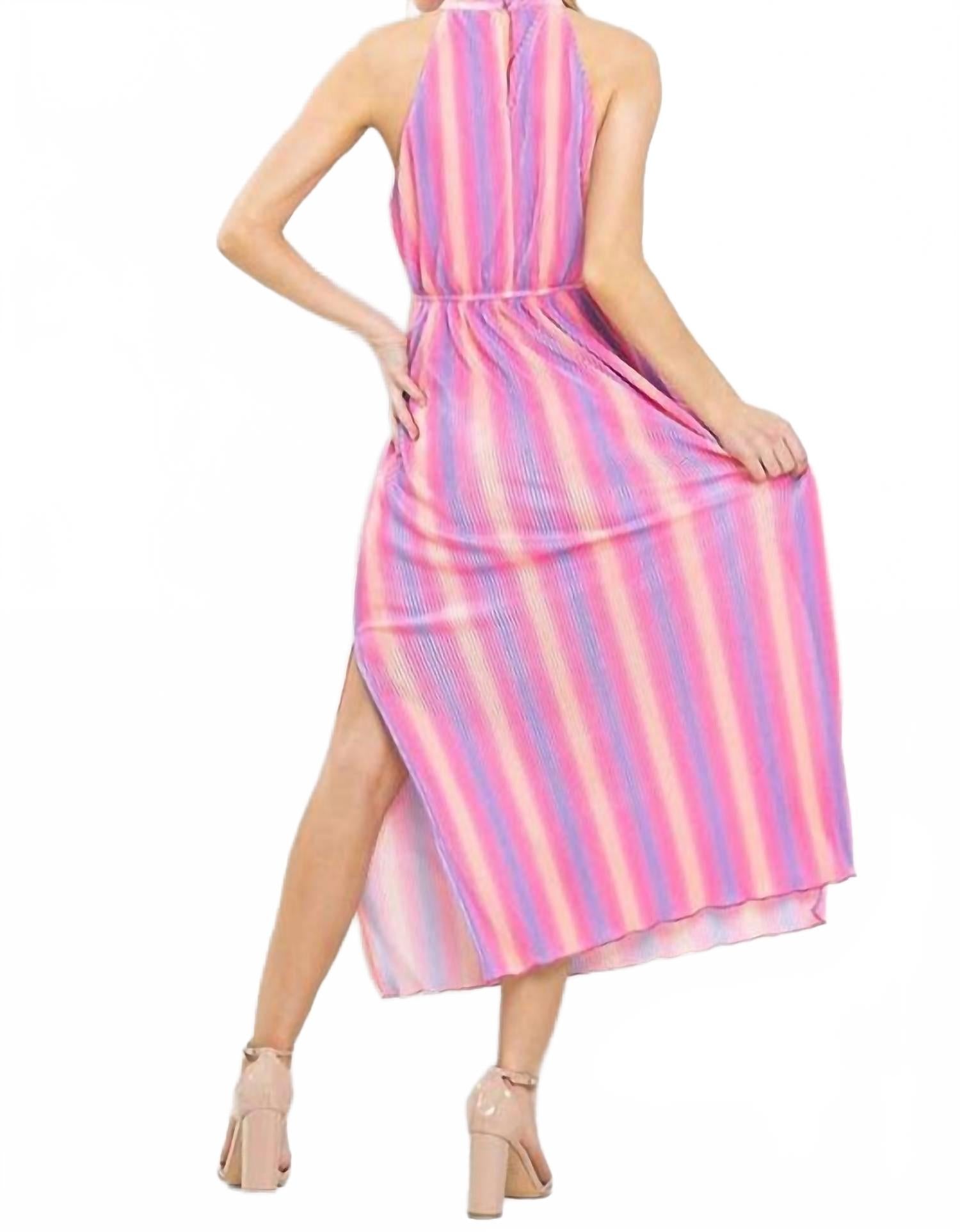 Daydreamer Pleated Midi Dress In Pink