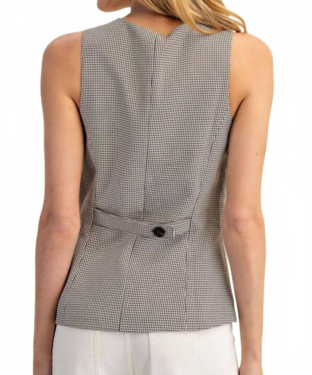 Classic Houndstooth Vest In Brown