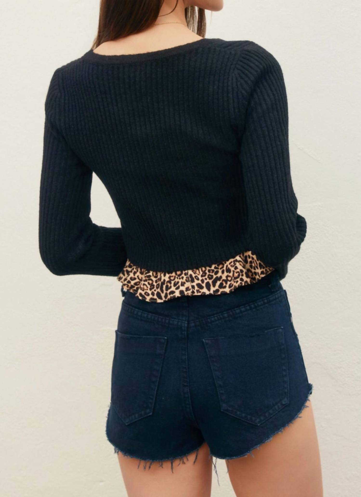 Anywhere Front Tie Sweater In Black