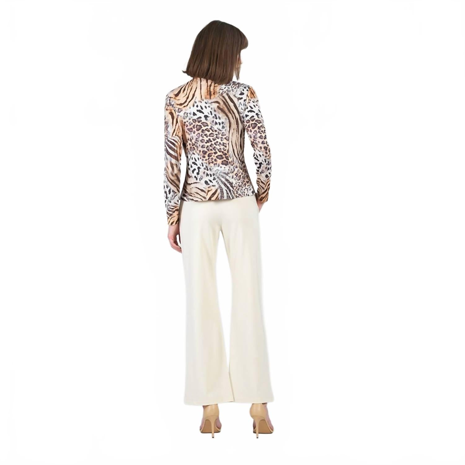 Butter Knit Long Sleeve Loop Front Top In Cheetah Stripe