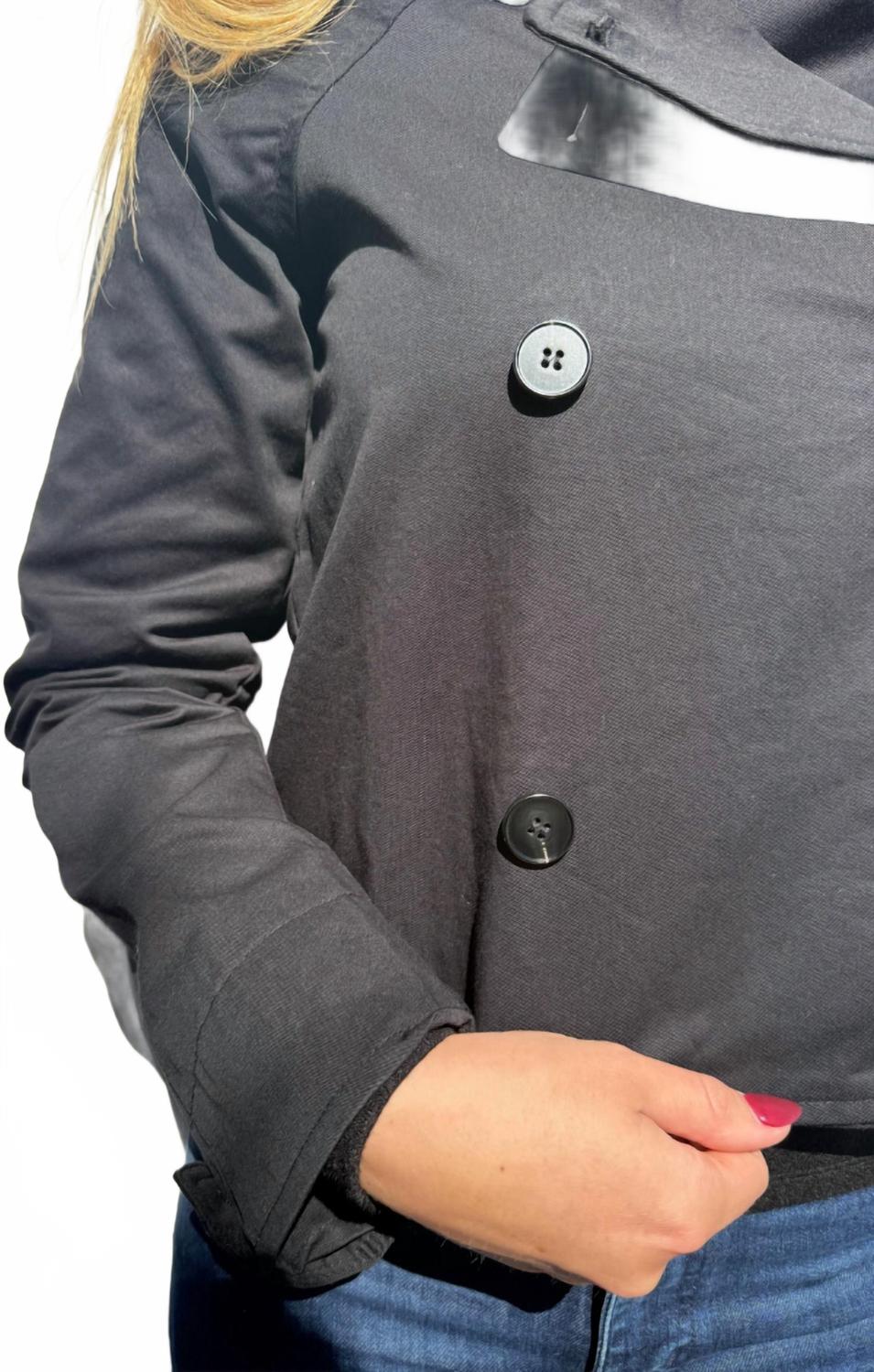 Crop Trench Coat In Black